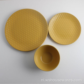 Embossed patroon effen kleur porselein servies sets